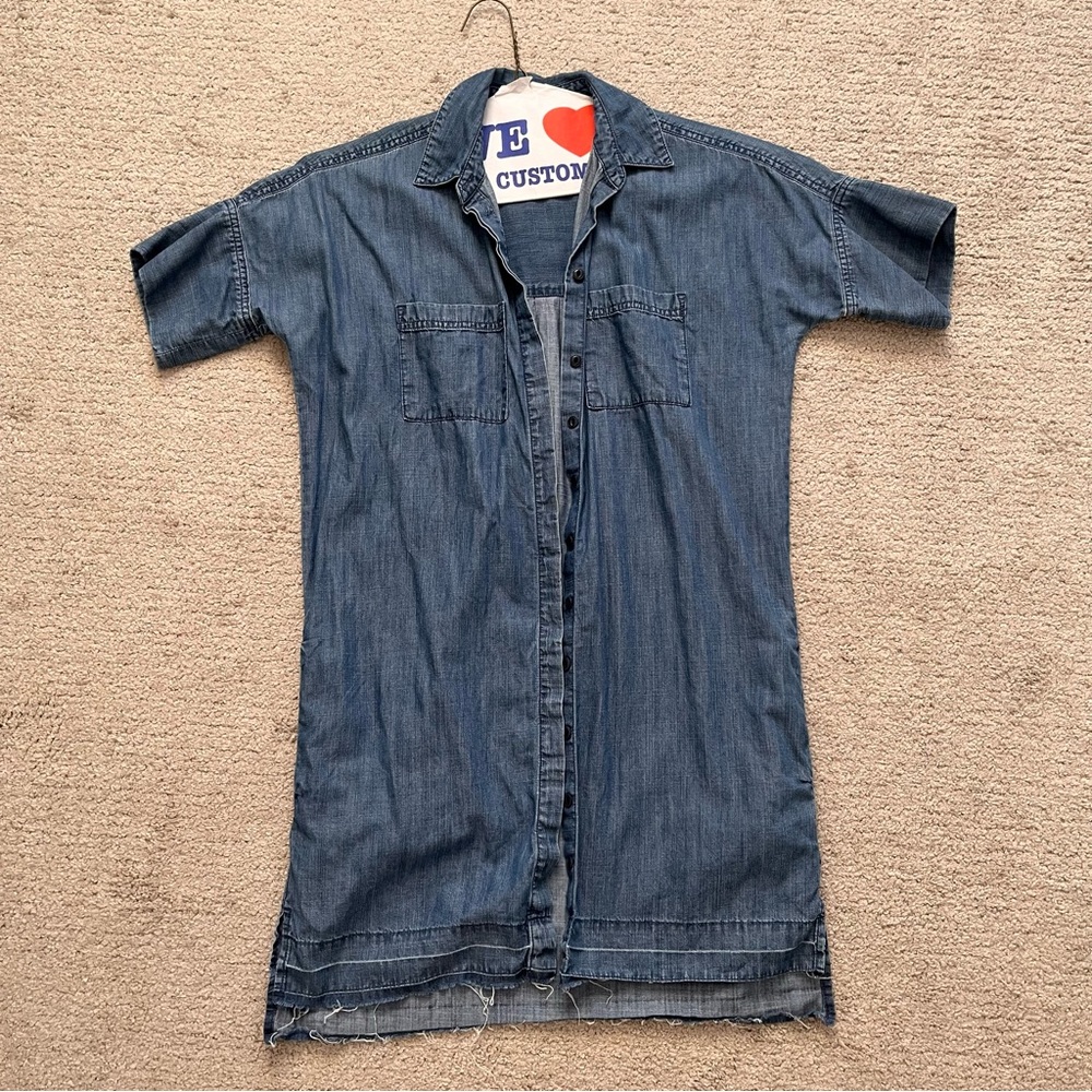 Madewell Raw Hem Denim Boxy Shirt Dress XS